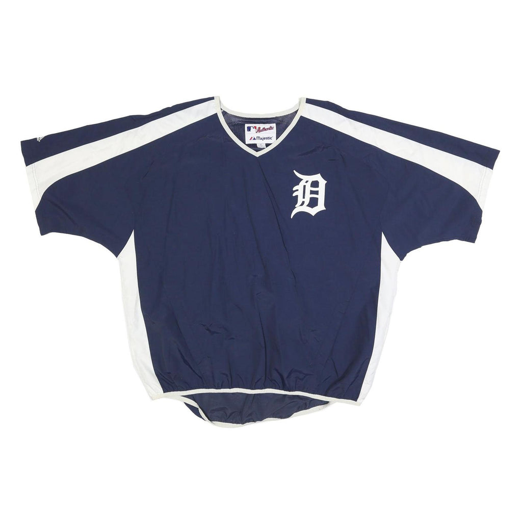 MAJESTIC Mens Navy & White Baseball Windbreaker XL Nylon Plain Team Jacket