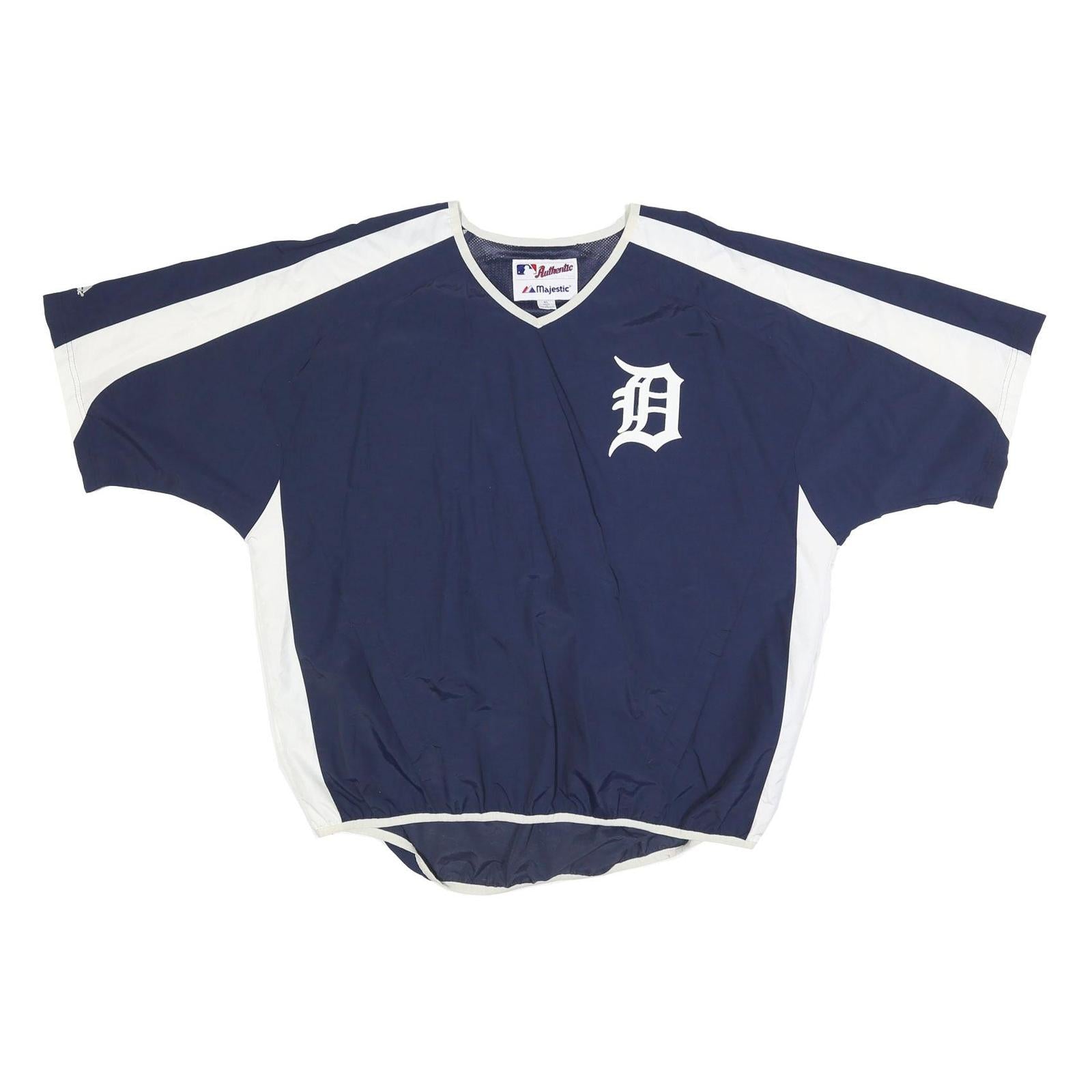 MAJESTIC Mens Navy & White Baseball Windbreaker XL Nylon Plain Team Jacket