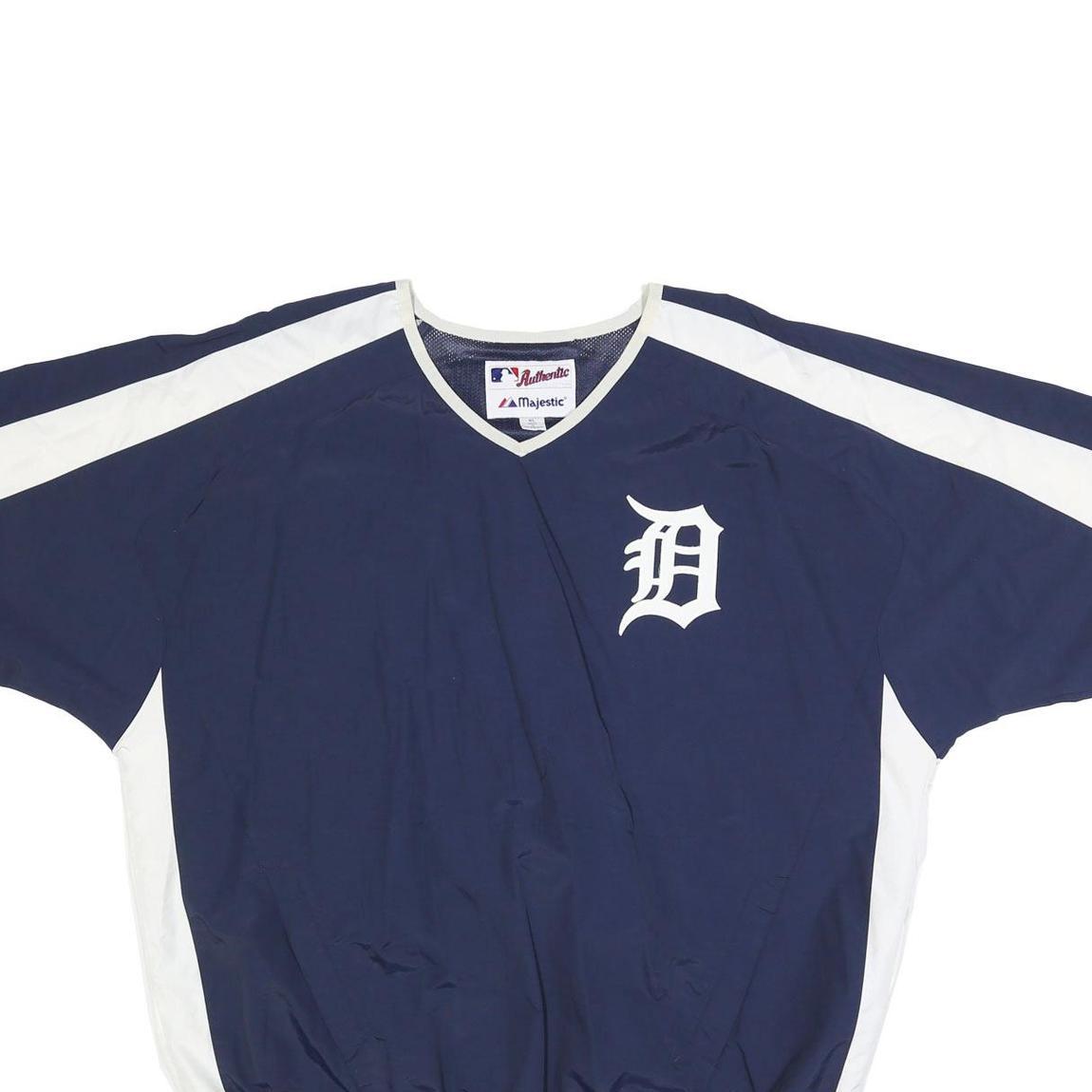 MAJESTIC Mens Navy & White Baseball Windbreaker XL Nylon Plain Team Jacket