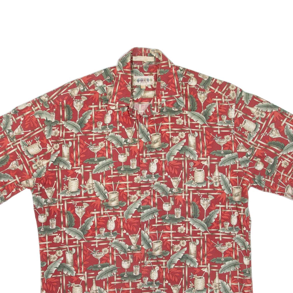 CAMPIA Mens Hawaiian Shirt Red Floral M