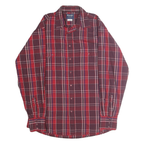 WRANGLER Mens Red & Maroon Check Shirt L Cotton Blend Casual Classic Fit