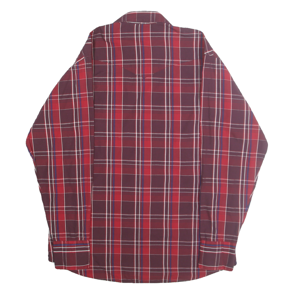 WRANGLER Mens Red & Maroon Check Shirt L Cotton Blend Casual Classic Fit