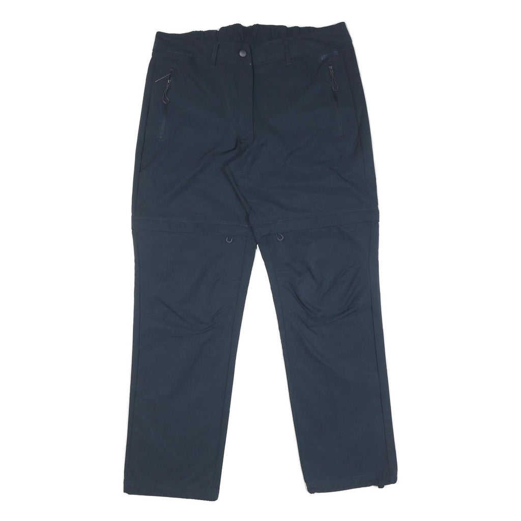 Mens Regular Fit Zip Closure Polyester Blend Black Trousers W34 L32 Comfortable