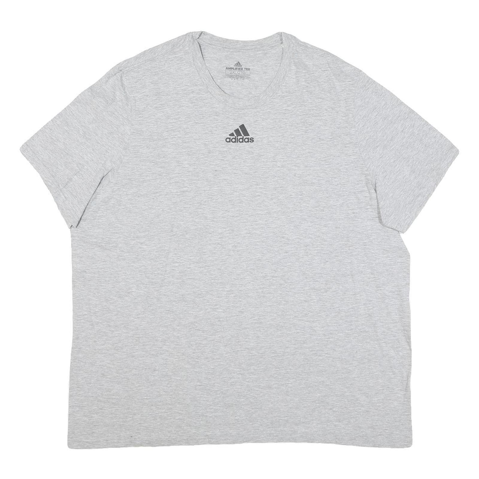 ADIDAS Mens Grey Crew Neck Short Sleeve T-Shirt 2XL Cotton Blend Casual