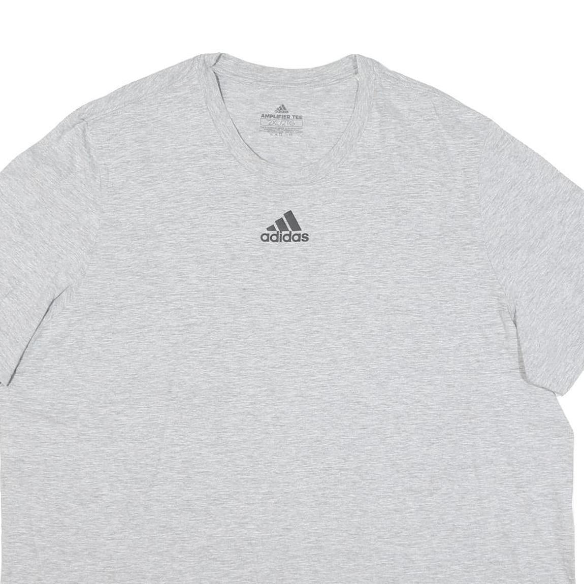 ADIDAS Mens Grey Crew Neck Short Sleeve T-Shirt 2XL Cotton Blend Casual
