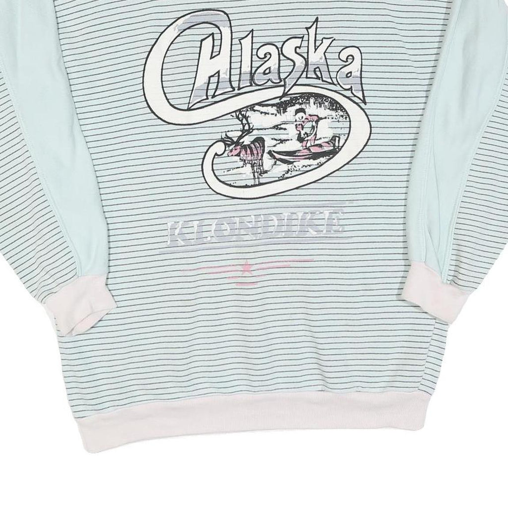 Womens Blue & White Alaska Graphic Crew Neck Sweatshirt M Casual Cotton