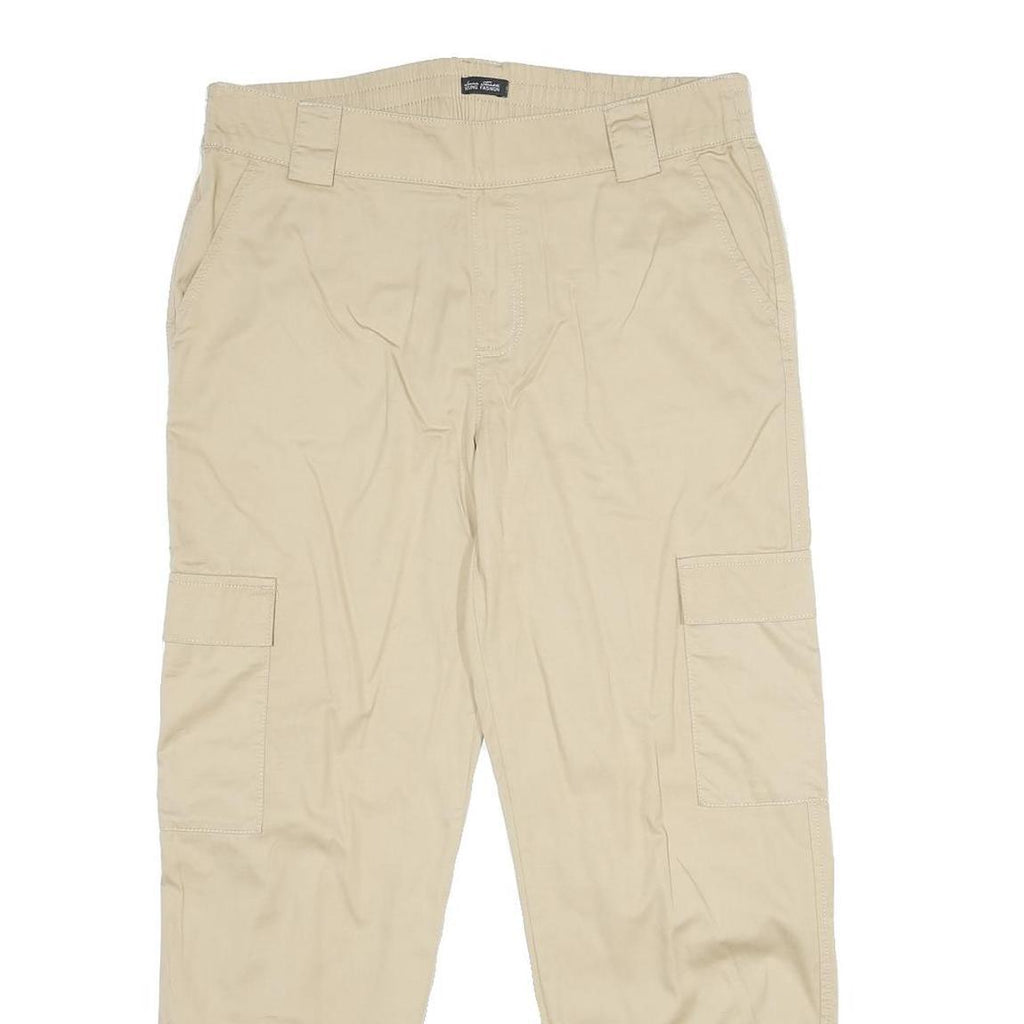 LAURA TONELLI Womens Cotton Beige Relaxed Cargo Trousers W32 L28 Elastic Hem