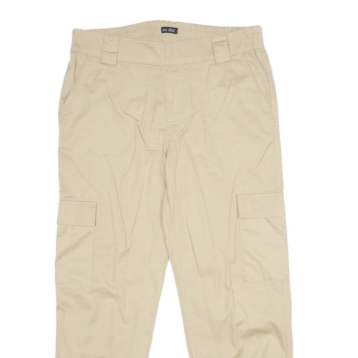 LAURA TONELLI Womens Cotton Beige Relaxed Cargo Trousers W32 L28 Elastic Hem