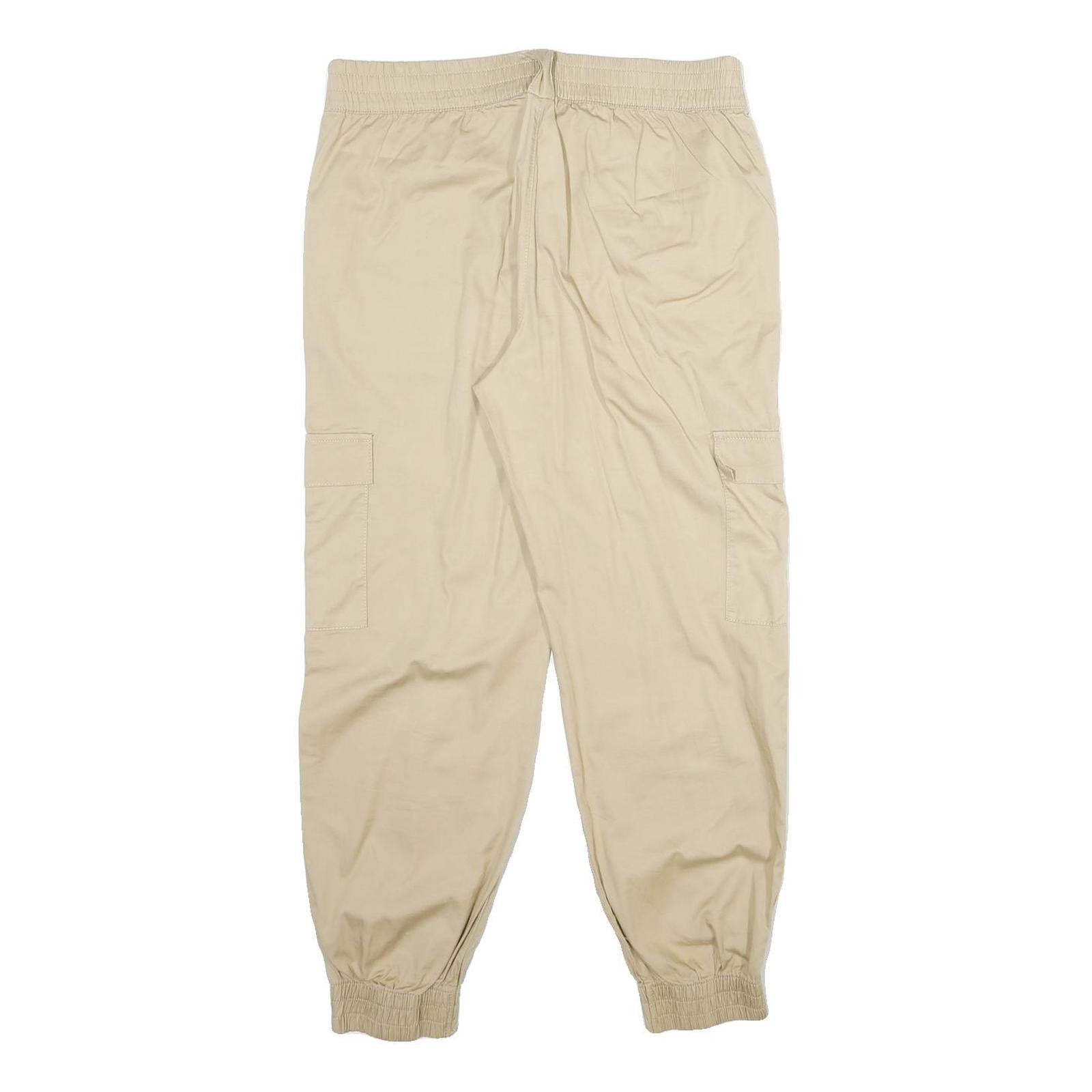 LAURA TONELLI Womens Cotton Beige Relaxed Cargo Trousers W32 L28 Elastic Hem