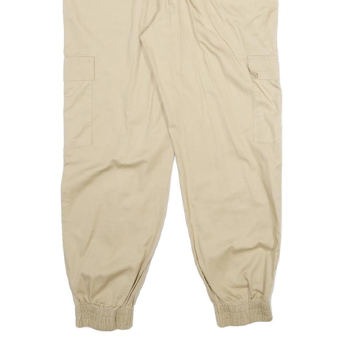 LAURA TONELLI Womens Cotton Beige Relaxed Cargo Trousers W32 L28 Elastic Hem