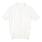 REISS Womens White Patterned Cotton Blend Short Sleeve Button Up Jumper S