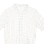 REISS Womens White Patterned Cotton Blend Short Sleeve Button Up Jumper S