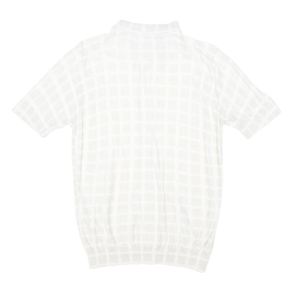 REISS Womens White Patterned Cotton Blend Short Sleeve Button Up Jumper S