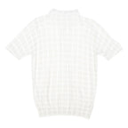REISS Womens White Patterned Cotton Blend Short Sleeve Button Up Jumper S