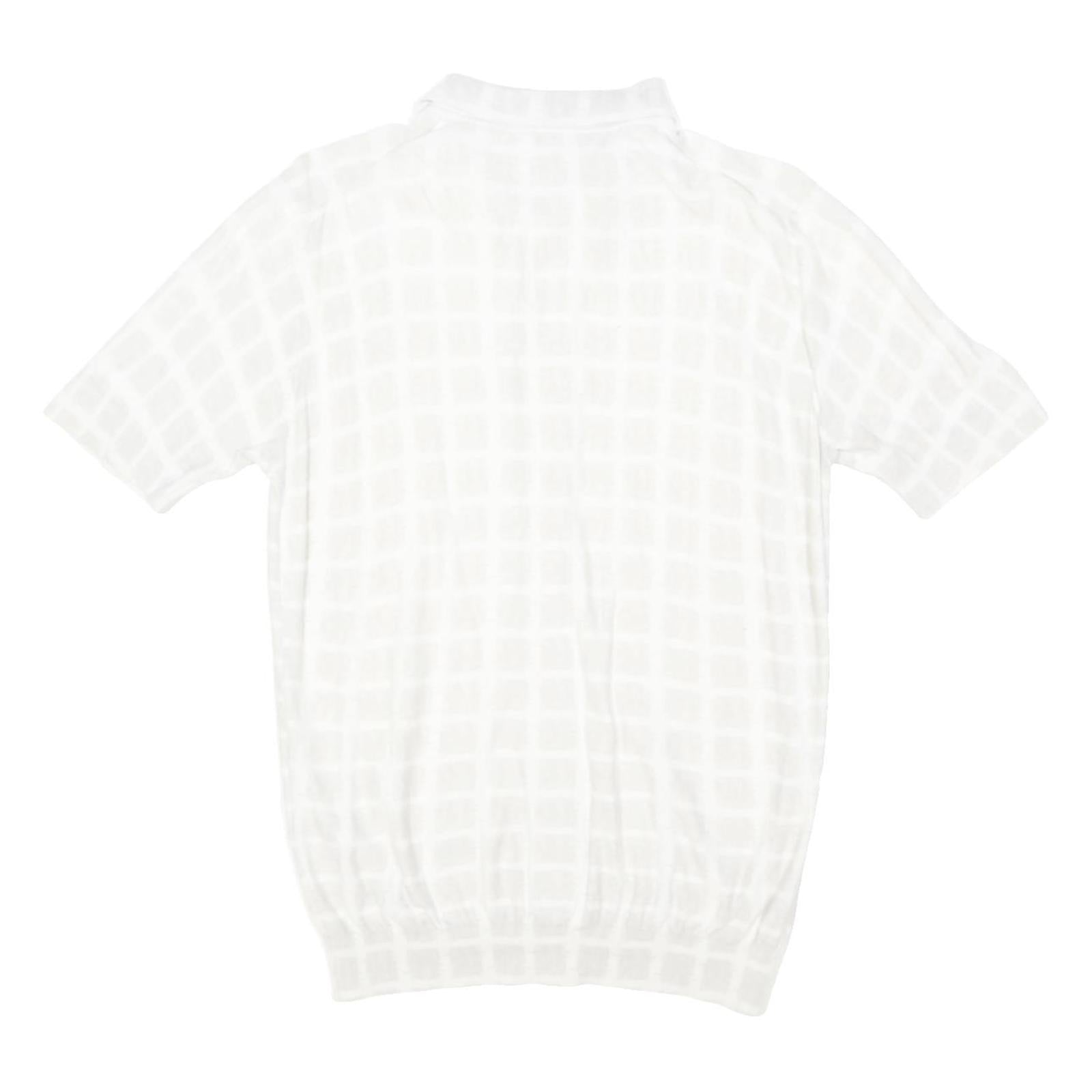 REISS Womens White Patterned Cotton Blend Short Sleeve Button Up Jumper S