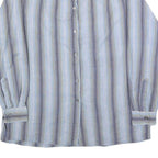 SSH Womens Blue White Stripe Cotton Shirt L Casual Long Sleeve Button Up