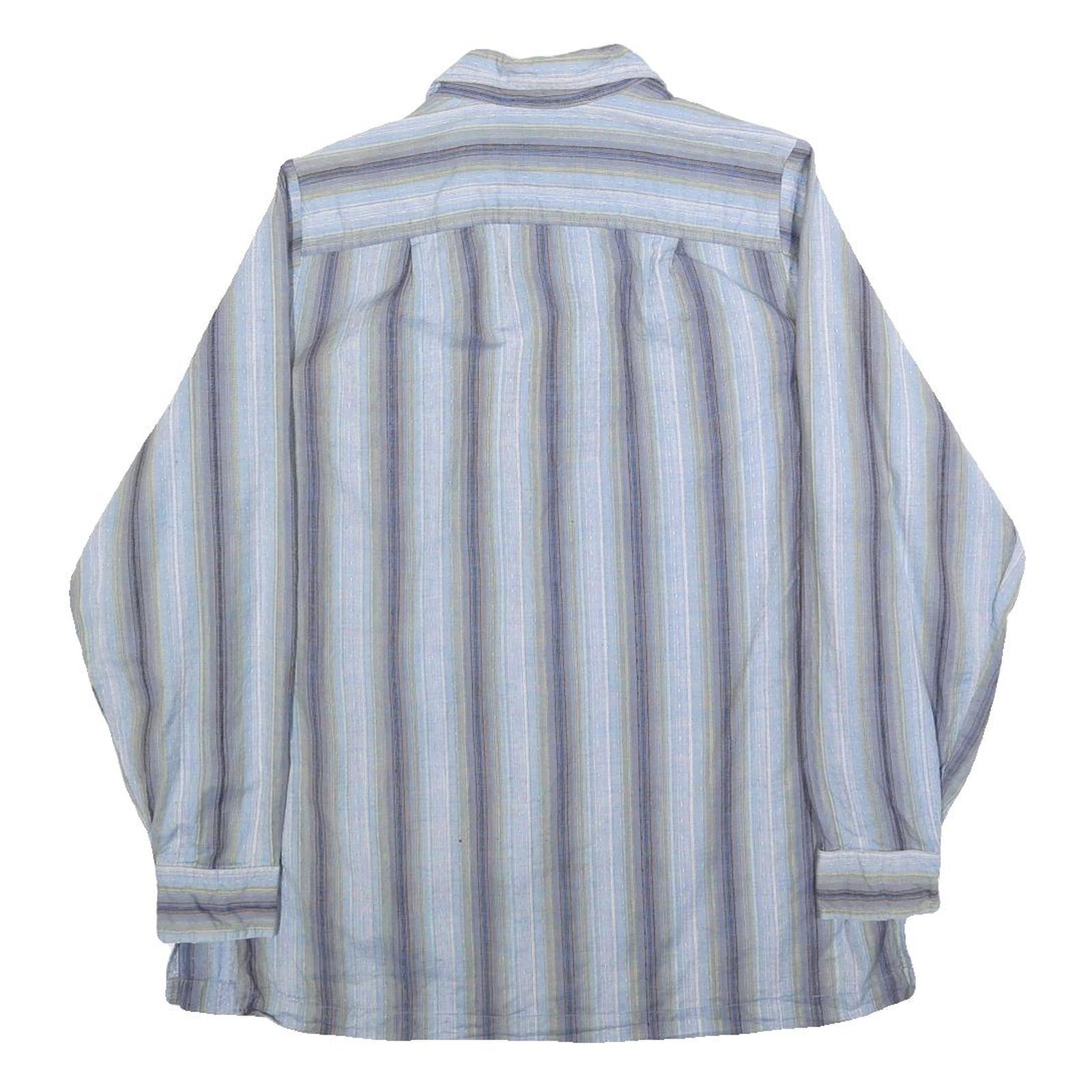 SSH Womens Blue White Stripe Cotton Shirt L Casual Long Sleeve Button Up