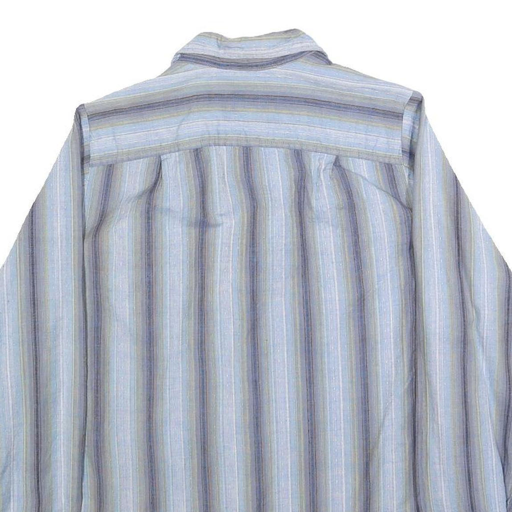 SSH Womens Blue White Stripe Cotton Shirt L Casual Long Sleeve Button Up