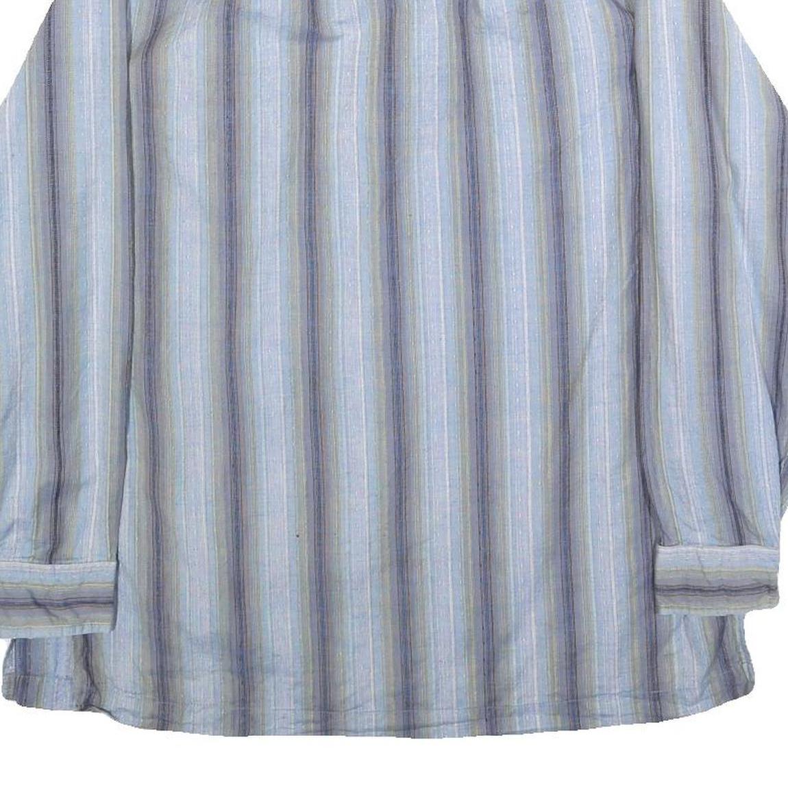 SSH Womens Blue White Stripe Cotton Shirt L Casual Long Sleeve Button Up