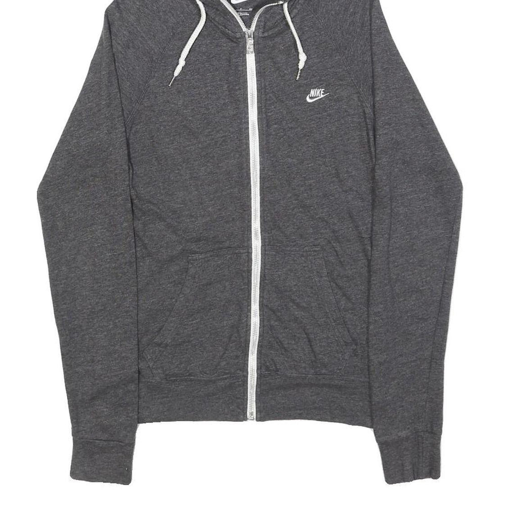 NIKE Womens Grey Hoodie S Full Zip Cotton Blend Casual Sweatshirt