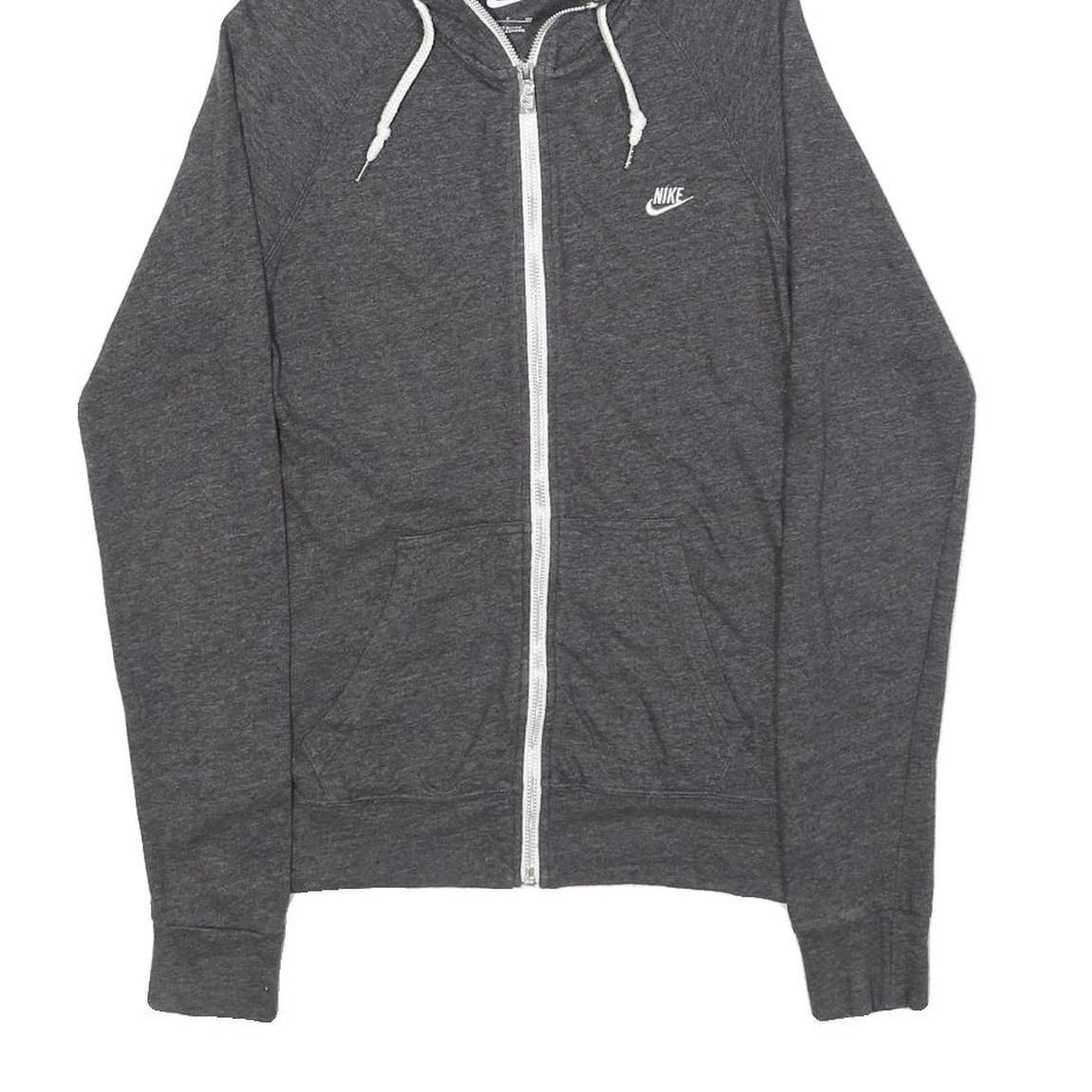 NIKE Womens Grey Hoodie S Full Zip Cotton Blend Casual Sweatshirt