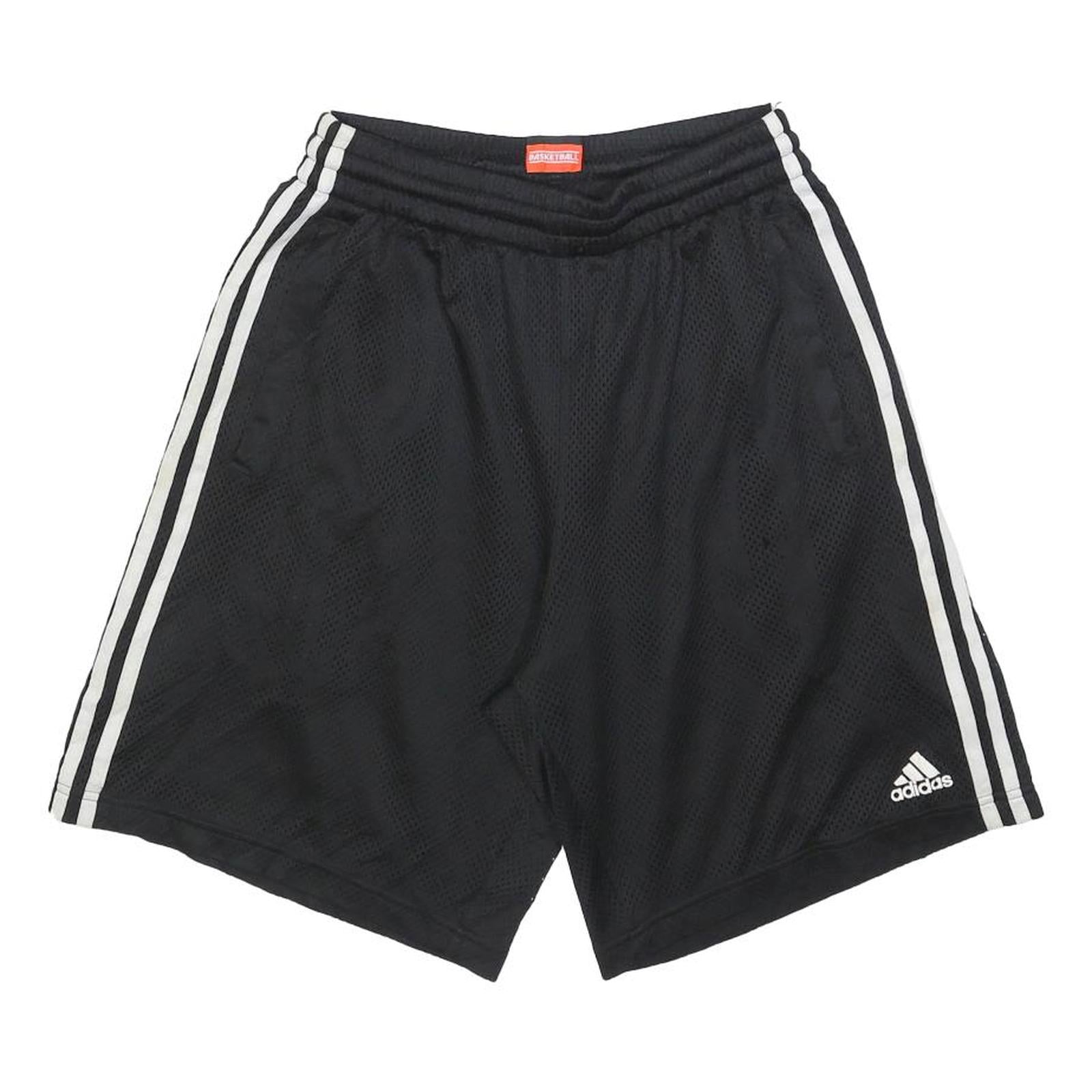 ADIDAS Mens Black Casual Sports Basketball Shorts S W26 Three Stripe