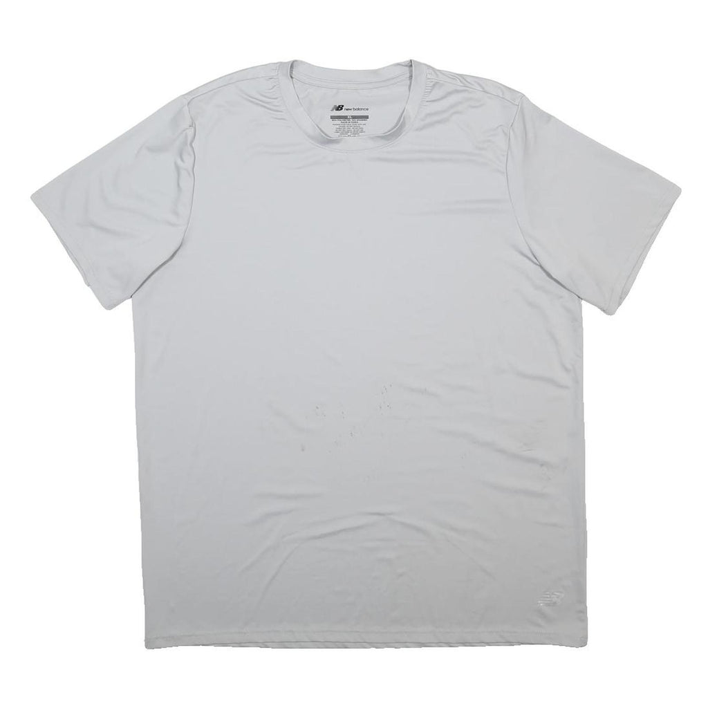 NEW BALANCE Mens White Athletic T-Shirt XL Short Sleeve Crew Neck Sportswear