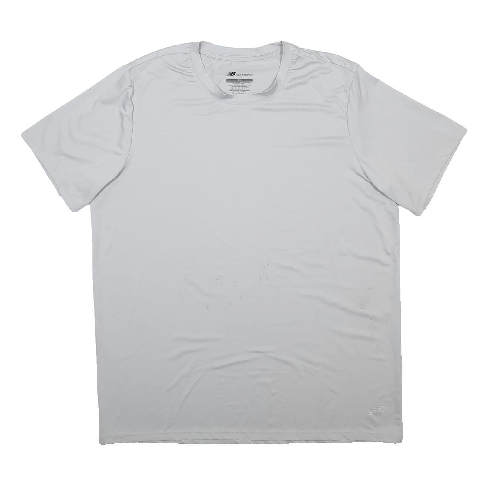 NEW BALANCE Mens White Athletic T-Shirt XL Short Sleeve Crew Neck Sportswear