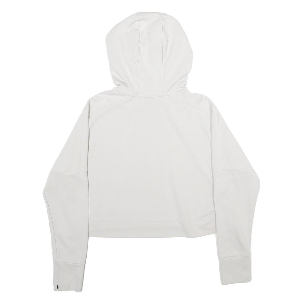 ADIDAS Womens White Pullover Hoodie XS Cropped Cotton Blend Sweatshirt