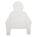ADIDAS Womens White Pullover Hoodie XS Cropped Cotton Blend Sweatshirt