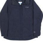 COLUMBIA Womens Navy Blue Outdoor Jacket XL Polyester Blend Zip Hooded Plain