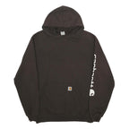 CARHARTT Mens Black Pullover Hoodie L Sleeve Logo Print Cotton Blend