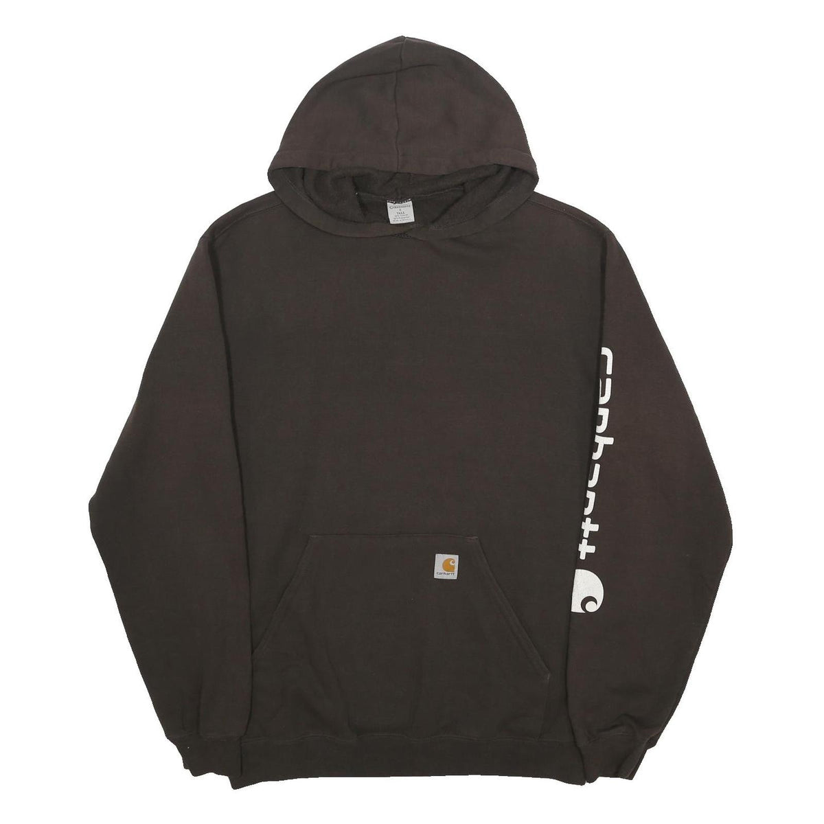 CARHARTT Mens Black Pullover Hoodie L Sleeve Logo Print Cotton Blend