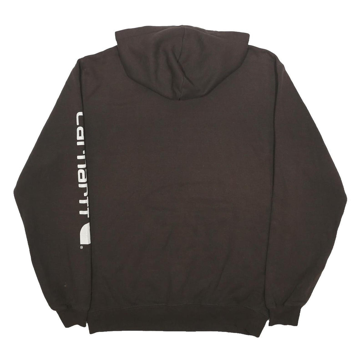 CARHARTT Mens Black Pullover Hoodie L Sleeve Logo Print Cotton Blend