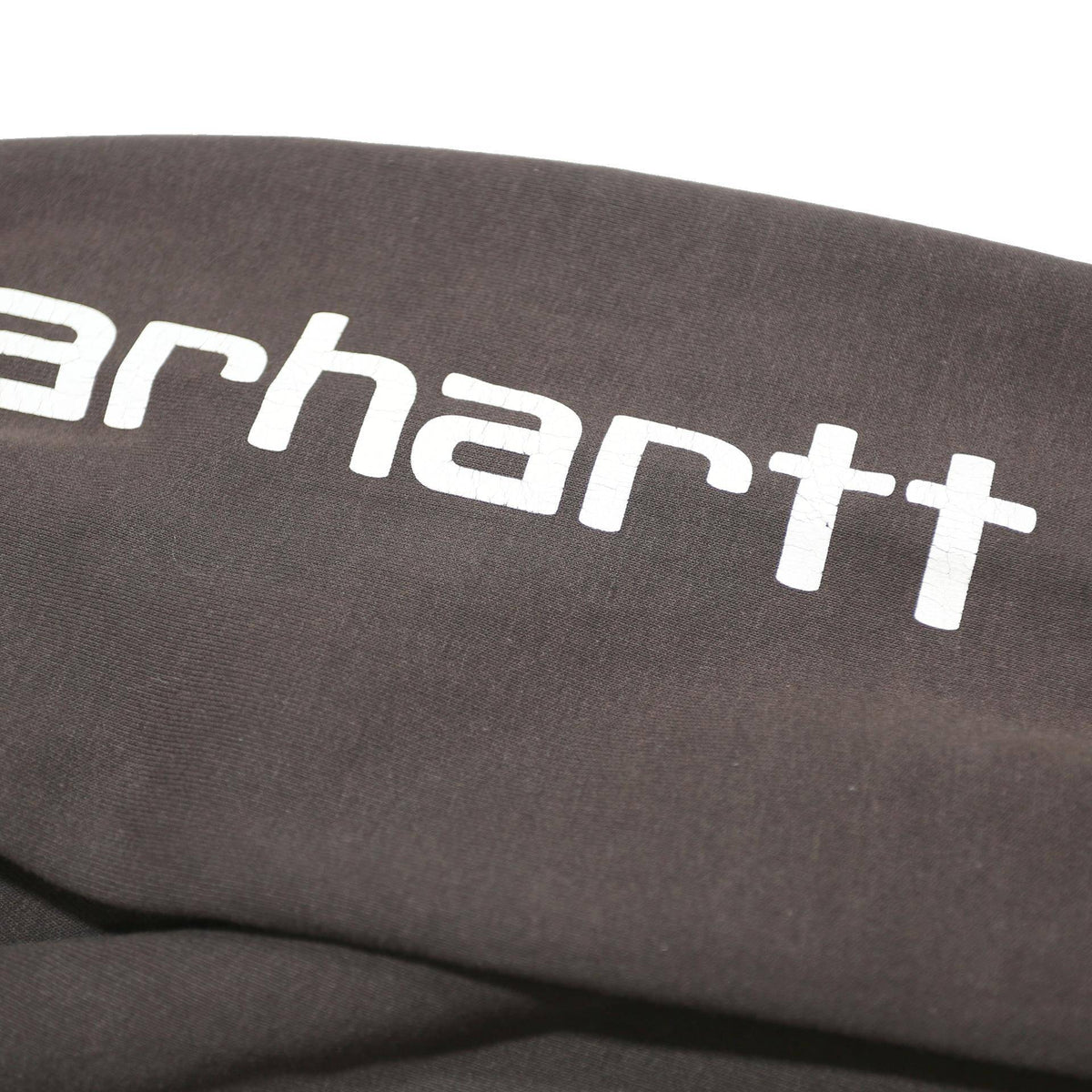 CARHARTT Mens Black Pullover Hoodie L Sleeve Logo Print Cotton Blend
