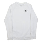 ADIDAS Mens White Crew Neck S Sweatshirt Cotton Pullover Casual