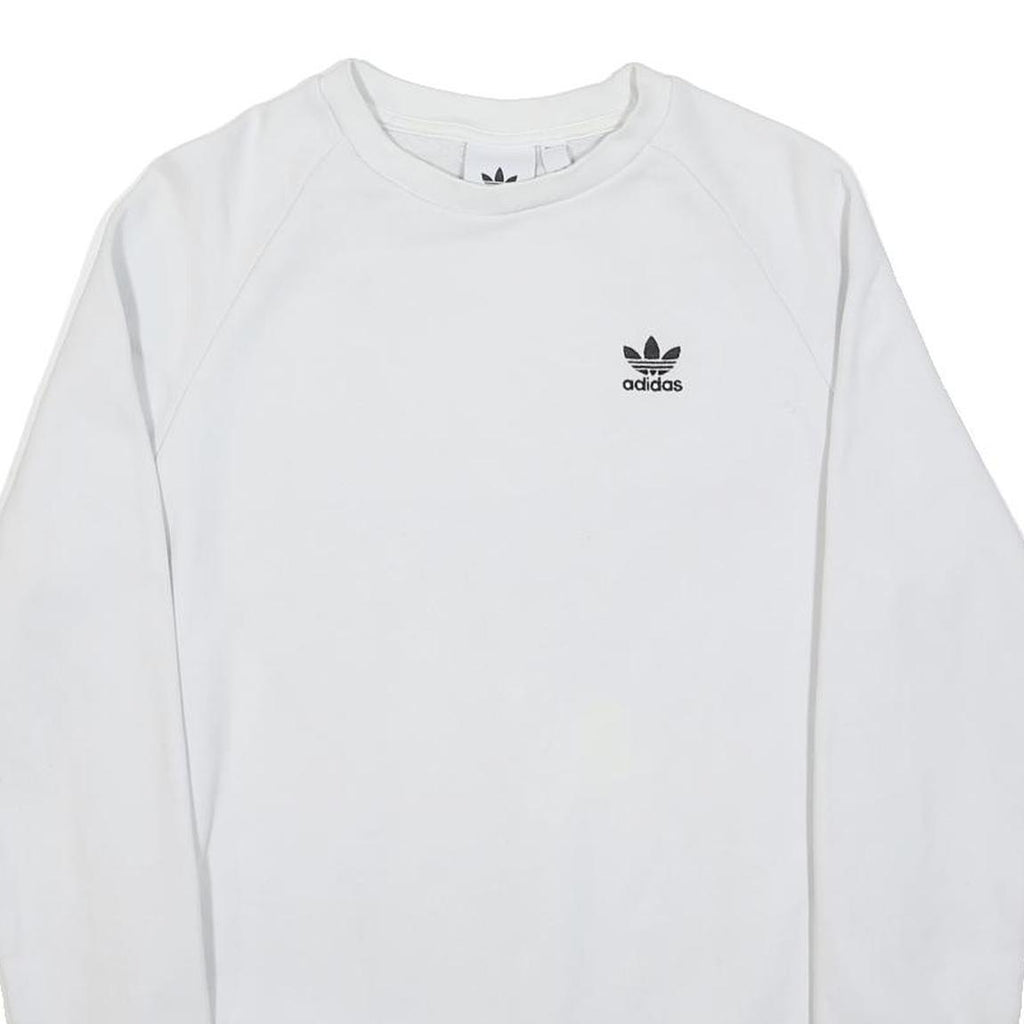 ADIDAS Mens White Crew Neck S Sweatshirt Cotton Pullover Casual