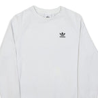ADIDAS Mens White Crew Neck S Sweatshirt Cotton Pullover Casual