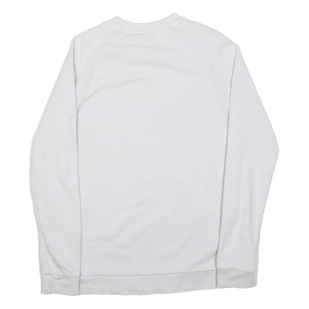 ADIDAS Mens White Crew Neck S Sweatshirt Cotton Pullover Casual