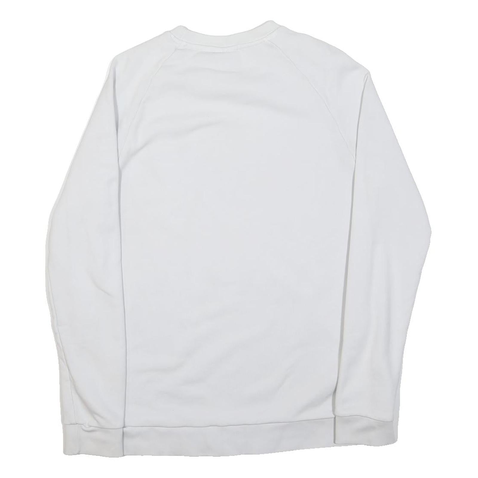 ADIDAS Mens White Crew Neck S Sweatshirt Cotton Pullover Casual