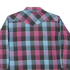 WRANGLER Mens Blue & Pink Check Shirt XL Western Cotton Blend Long Sleeve