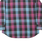 WRANGLER Mens Blue & Pink Check Shirt XL Western Cotton Blend Long Sleeve