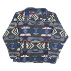 ANCHOR BLUE Womens Blue & Grey Patterned Jumper 1/4 Zip Pullover L Polyester