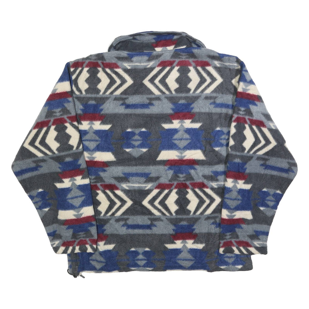 ANCHOR BLUE Womens Blue & Grey Patterned Jumper 1/4 Zip Pullover L Polyester