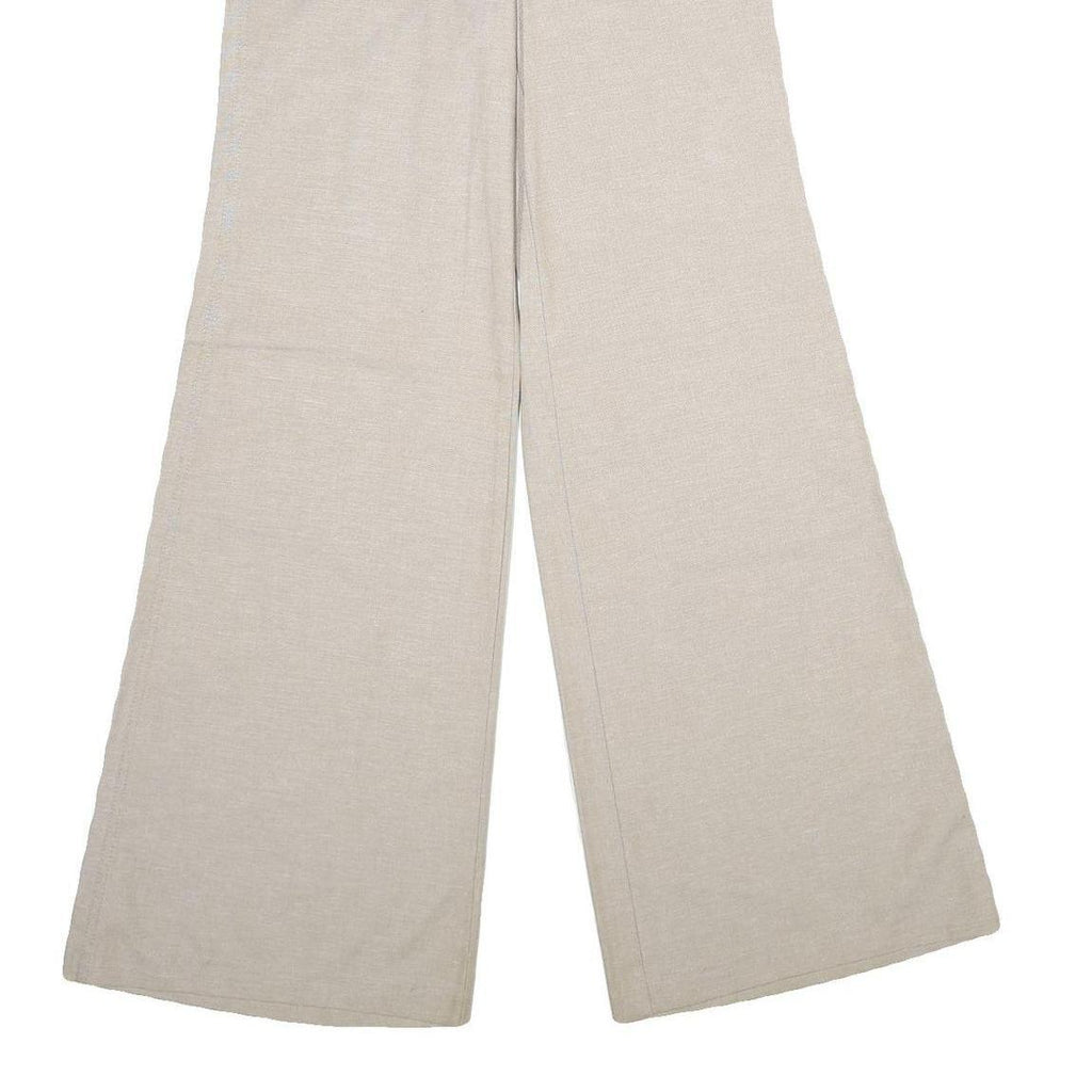 IRIL Womens Cotton Blend Beige Classic Wide-Leg Trousers W26 L36 Casual Comfort