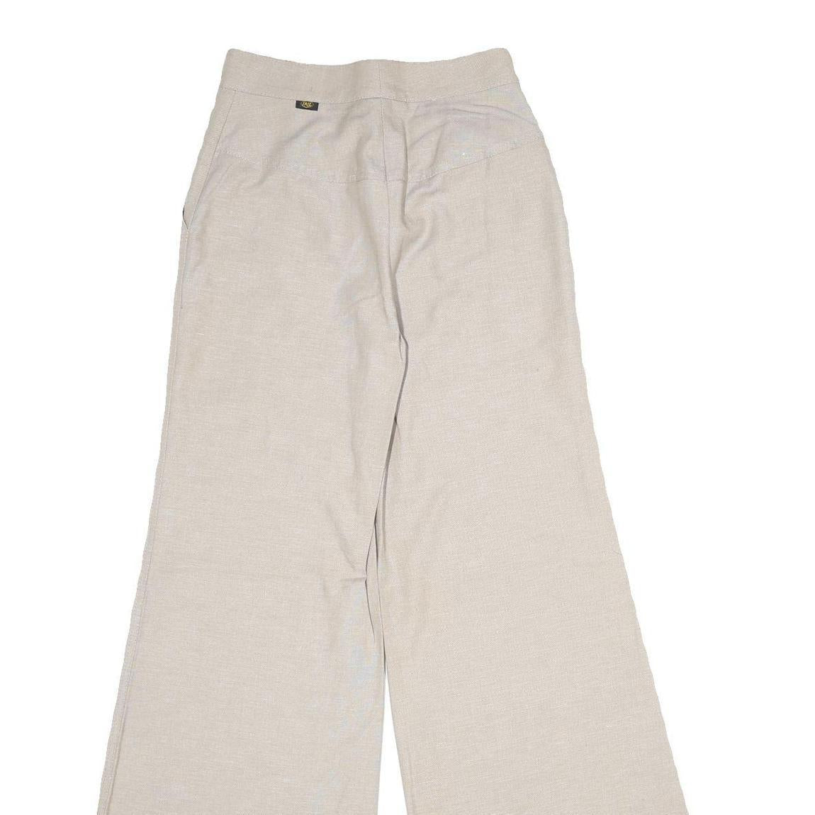 IRIL Womens Cotton Blend Beige Classic Wide-Leg Trousers W26 L36 Casual Comfort