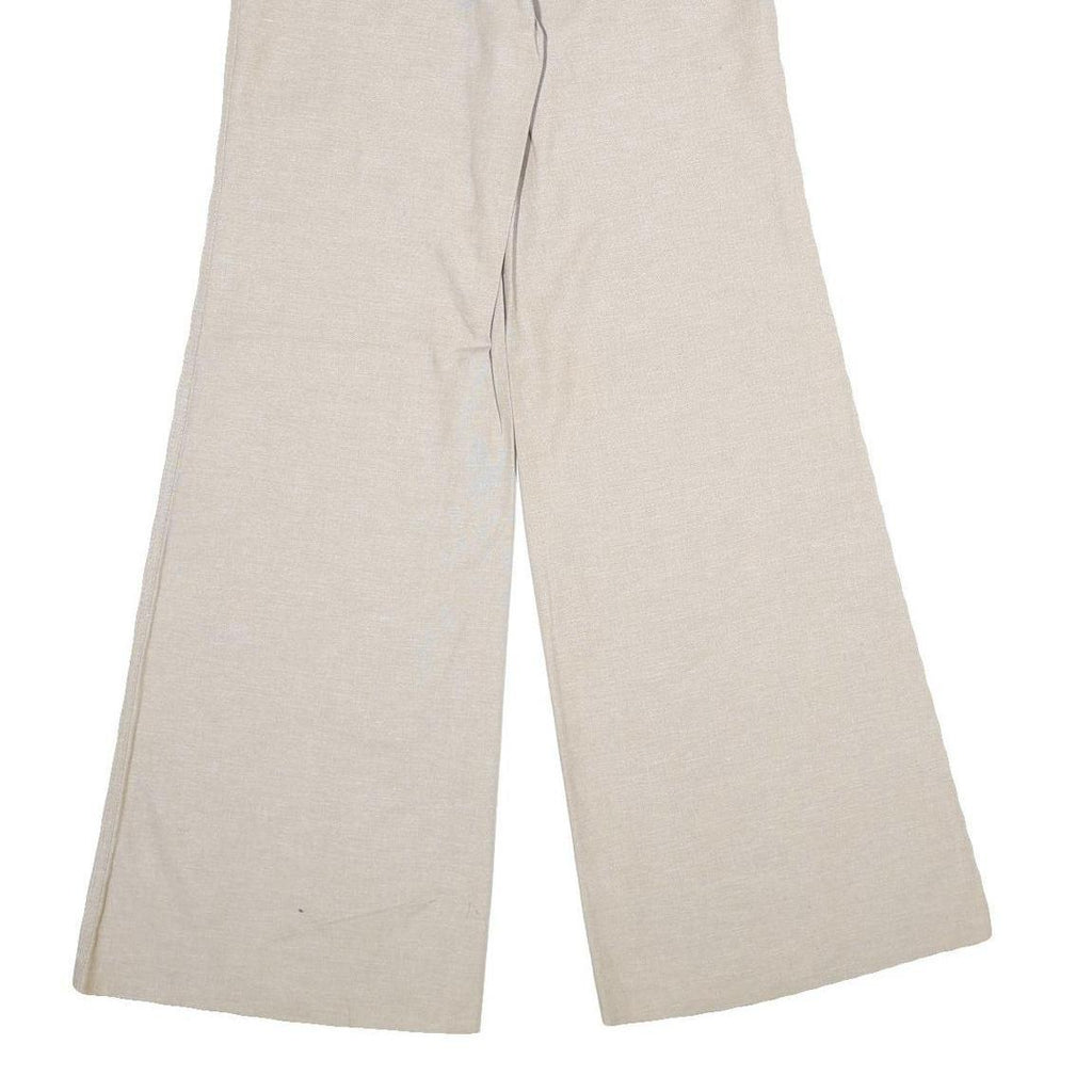 IRIL Womens Cotton Blend Beige Classic Wide-Leg Trousers W26 L36 Casual Comfort