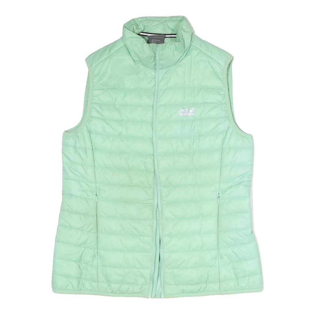 JACK WOLFSKIN Womens Green Light Green Quilted Gilet UK 10 Polyester Blend Zip