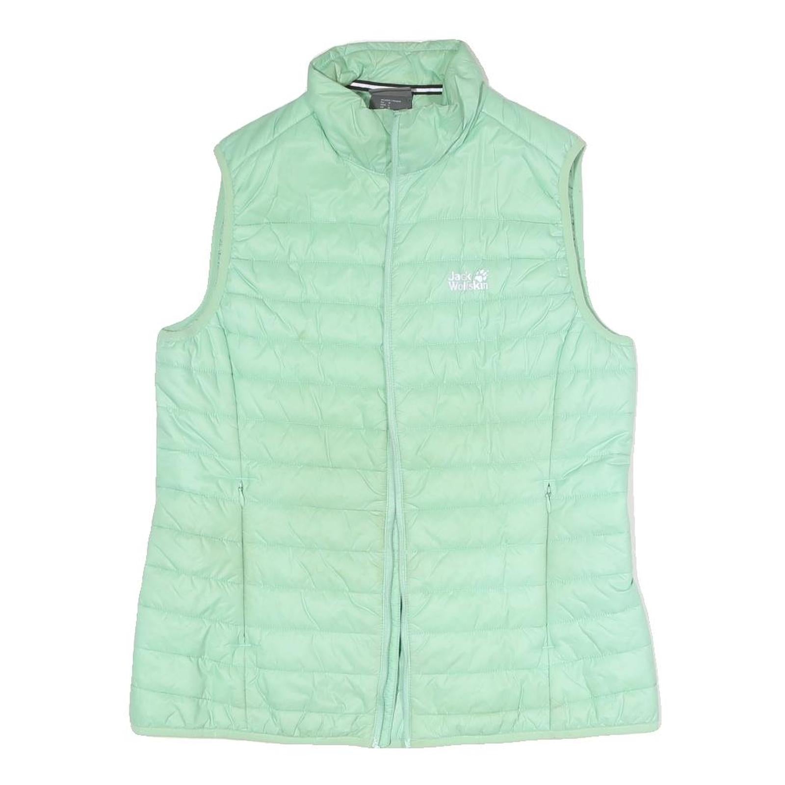 JACK WOLFSKIN Womens Green Light Green Quilted Gilet UK 10 Polyester Blend Zip