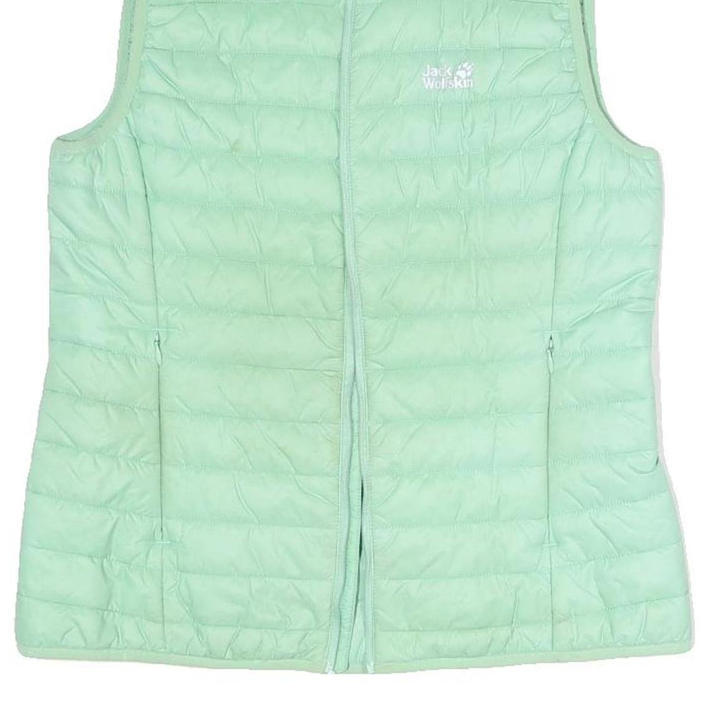 JACK WOLFSKIN Womens Green Light Green Quilted Gilet UK 10 Polyester Blend Zip